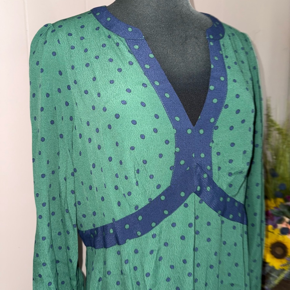 Boden Green Midi Dress with Navy Trim - Picture 15 of 16